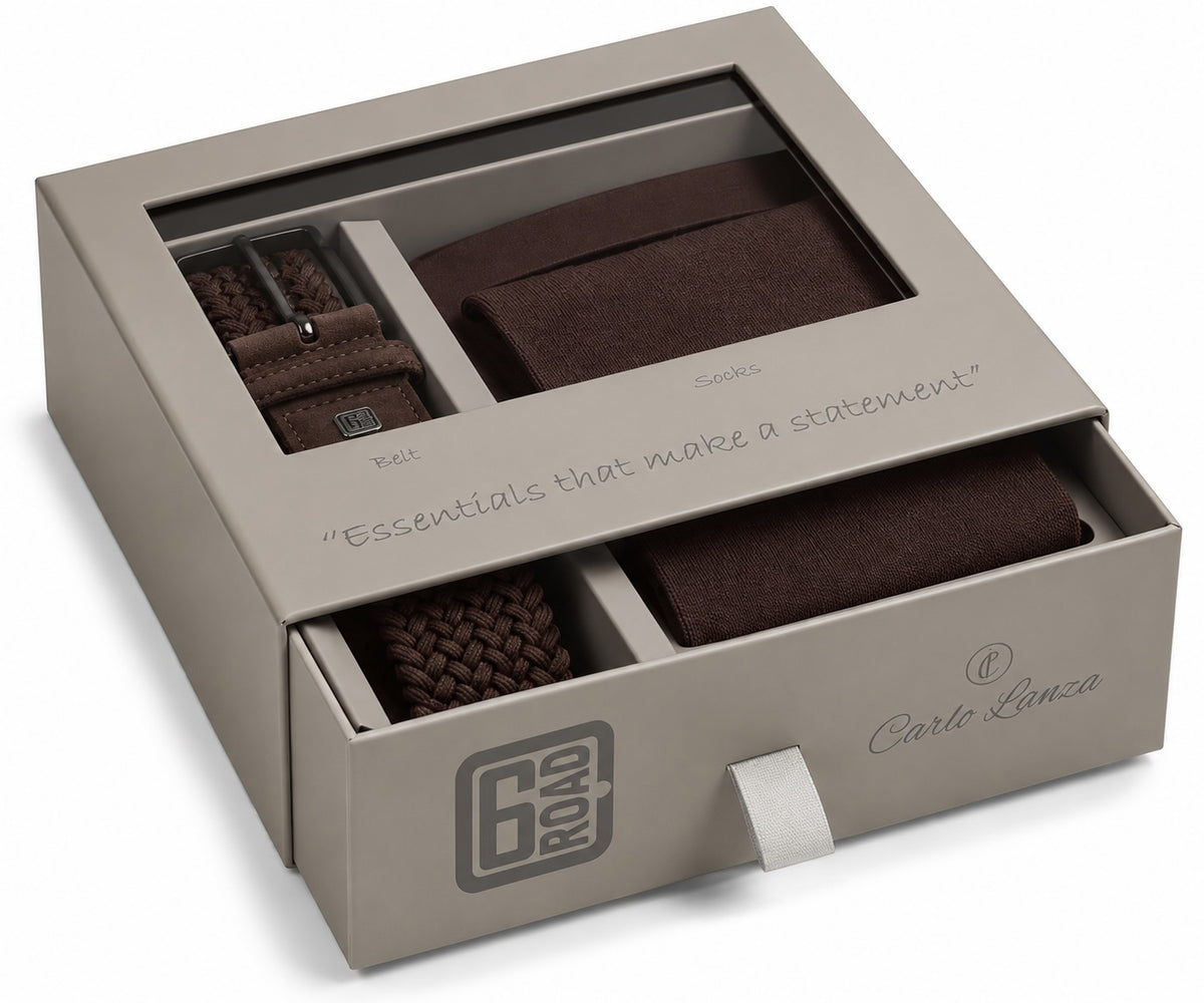 Cadeaudoos Sokken & Riem | Dark brown
