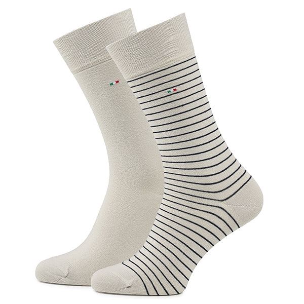 Chaussettes homme en coton, lot de 2 – Basic | Sand & Navy stripe