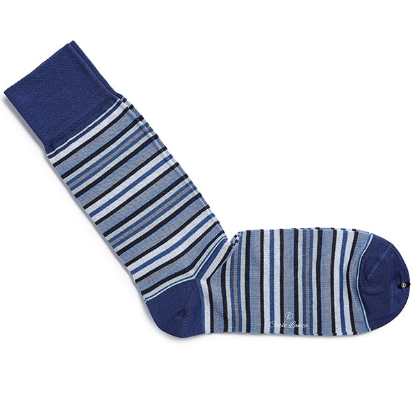 Katoenen herensokken – Strisce d’Arte | Blauw