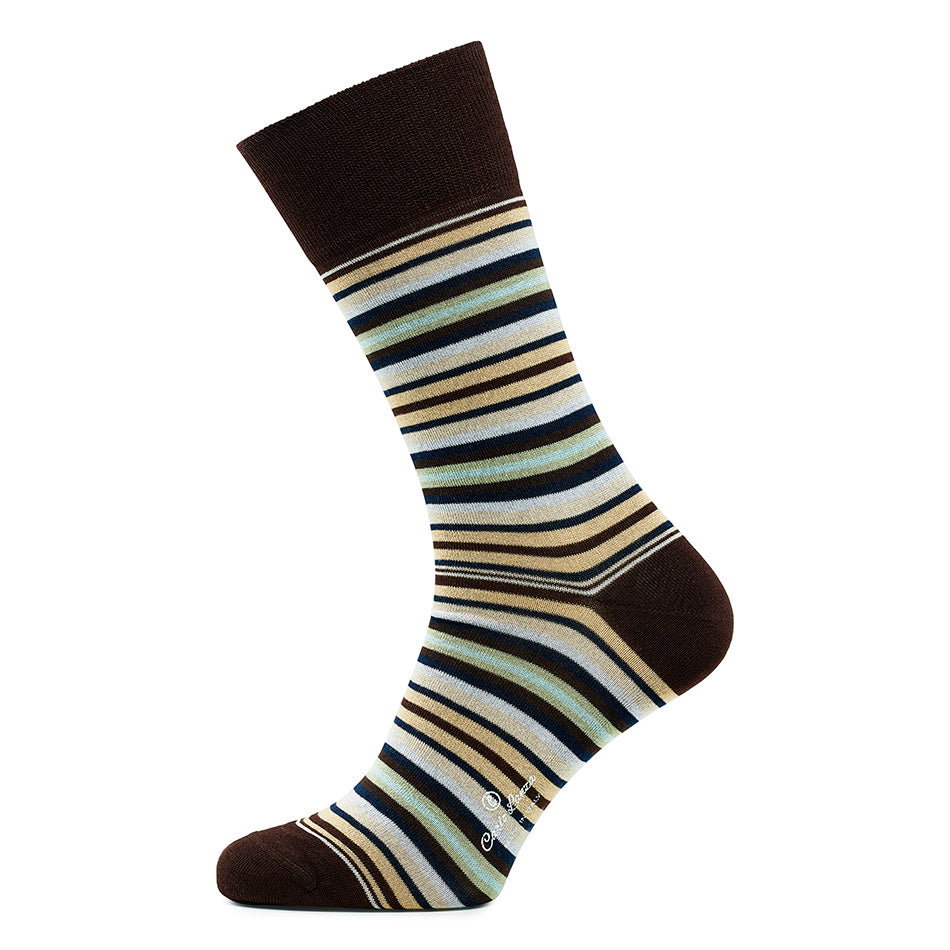Katoenen herensokken – Strisce d’Arte | Brown/green