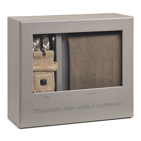 Cadeaudoos sokken & riem Taupe | Taupe
