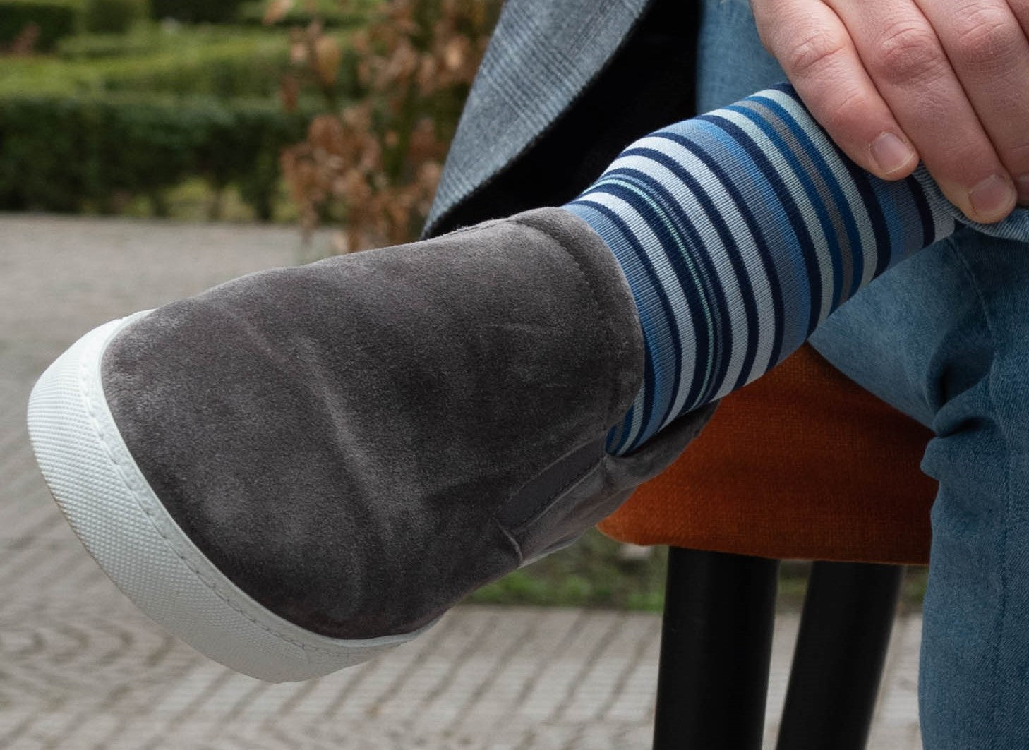 Katoenen herensokken – Strisce d’Arte | Blauw