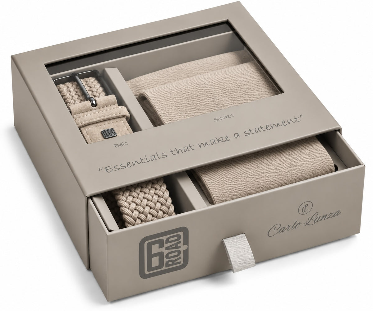 Cadeaudoos sokken & riem Taupe | Taupe