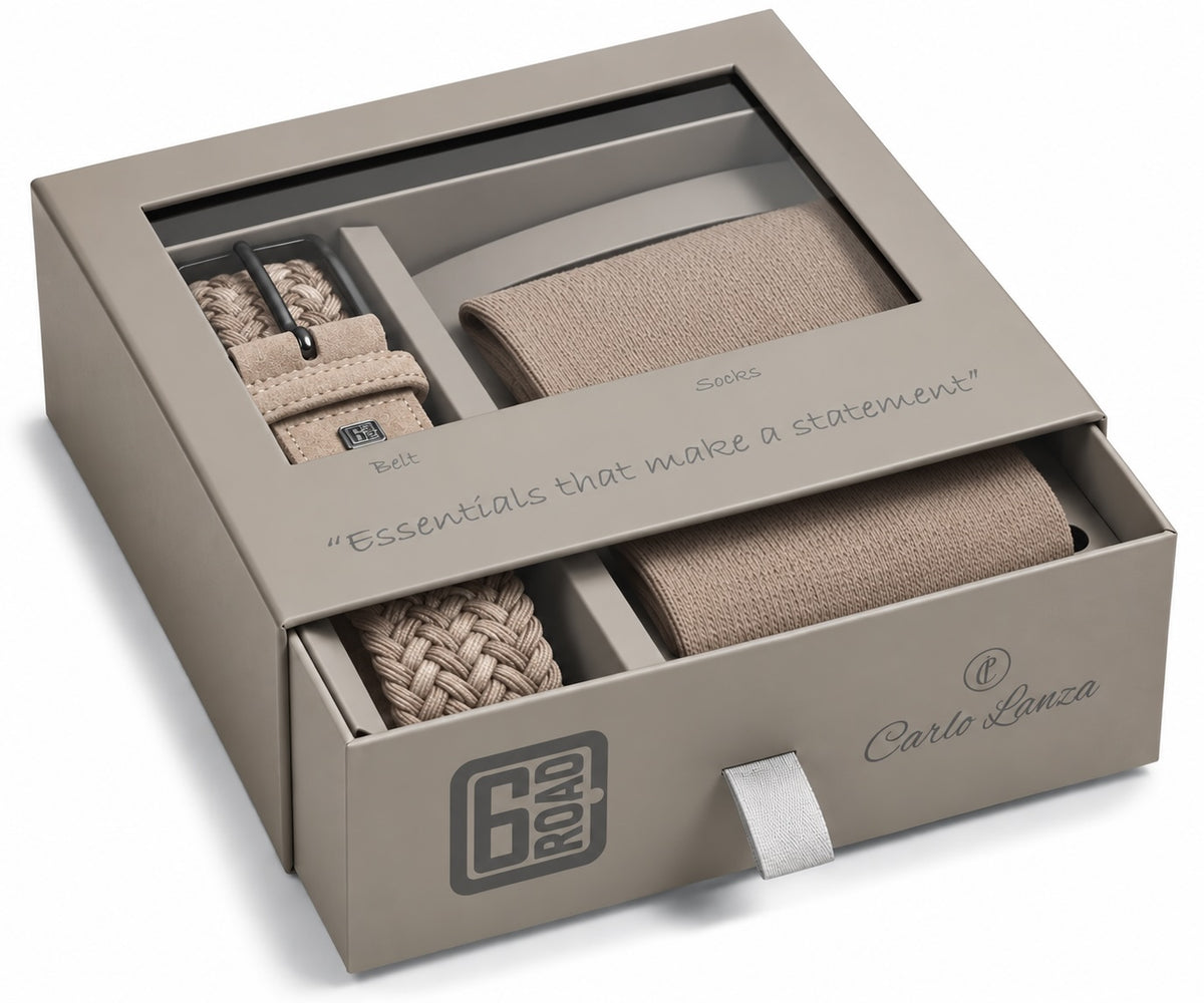 Cadeaudoos Sokken & Riem | Sand / Kaki