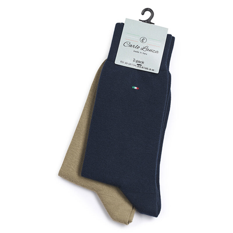 Baumwoll-Herrensocken – Basic | Marineblau und Olivgrün