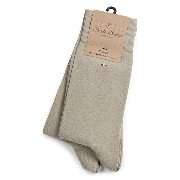 Chaussettes homme en coton, lot de 2 – Basic | Beige