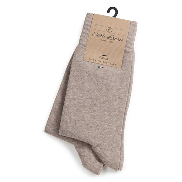 Chaussettes homme en coton, lot de 2 – Basic | Kaki Melange