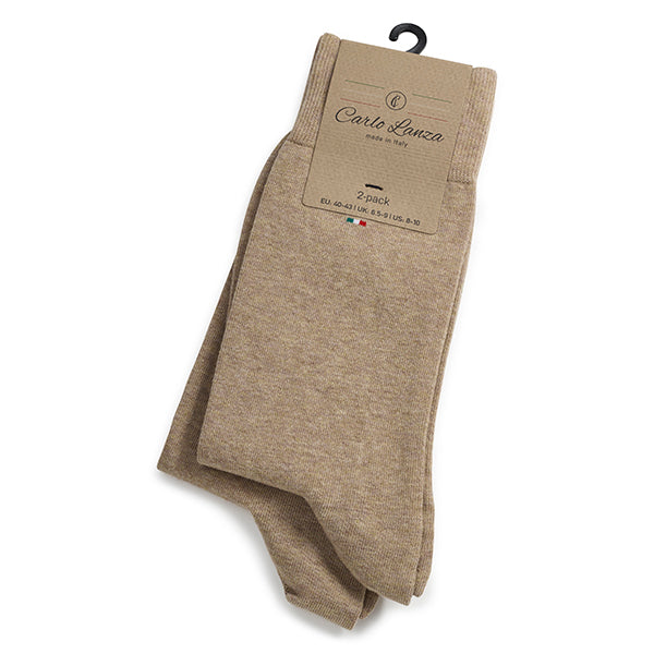 Katoenen herensokken 2-pack Basic | Camel Melange