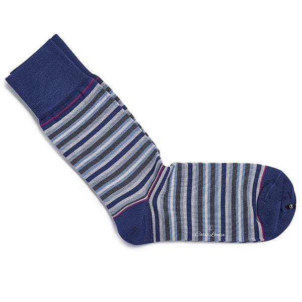 Herrensocken aus Baumwolle – Strisce d'Arte | Grau/Blau