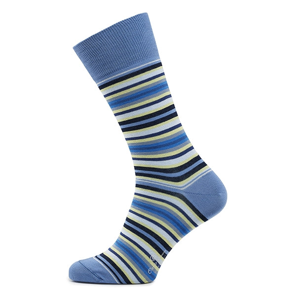 Katoenen herensokken – Strisce d’Arte | Blauw/geel