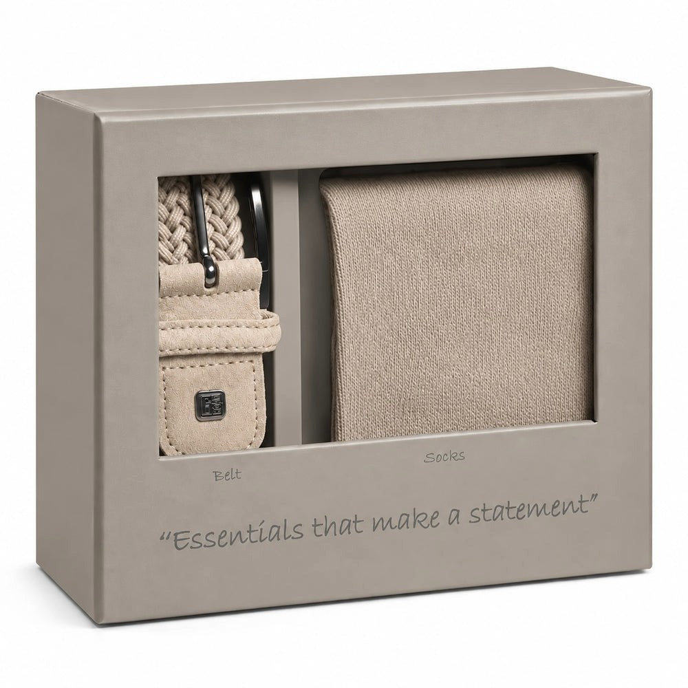 Cadeaudoos Sokken & Riem | Sand / Kaki